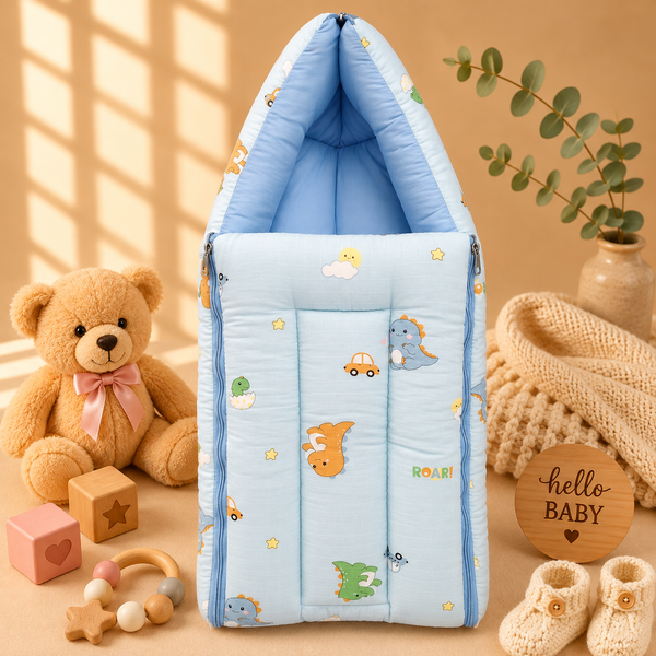 Muslin Carry Nest - blue dino
