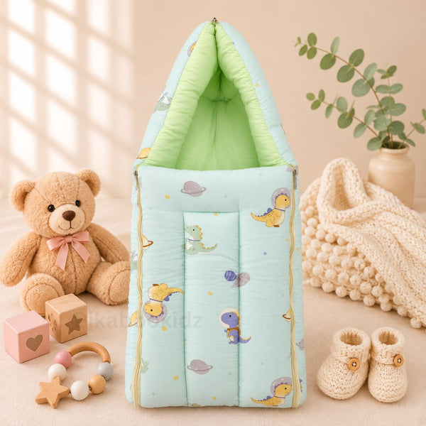 Muslin Carry Nest + Net Bed Combo - Cute Green Dino - alt view