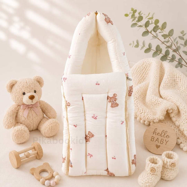 Muslin Carry Nest + Net Bed Combo - Teddy - alt view