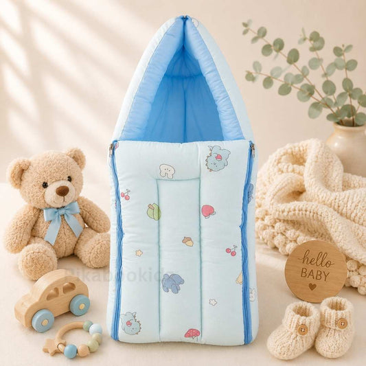 Muslin Carry Nest - Blue teddy