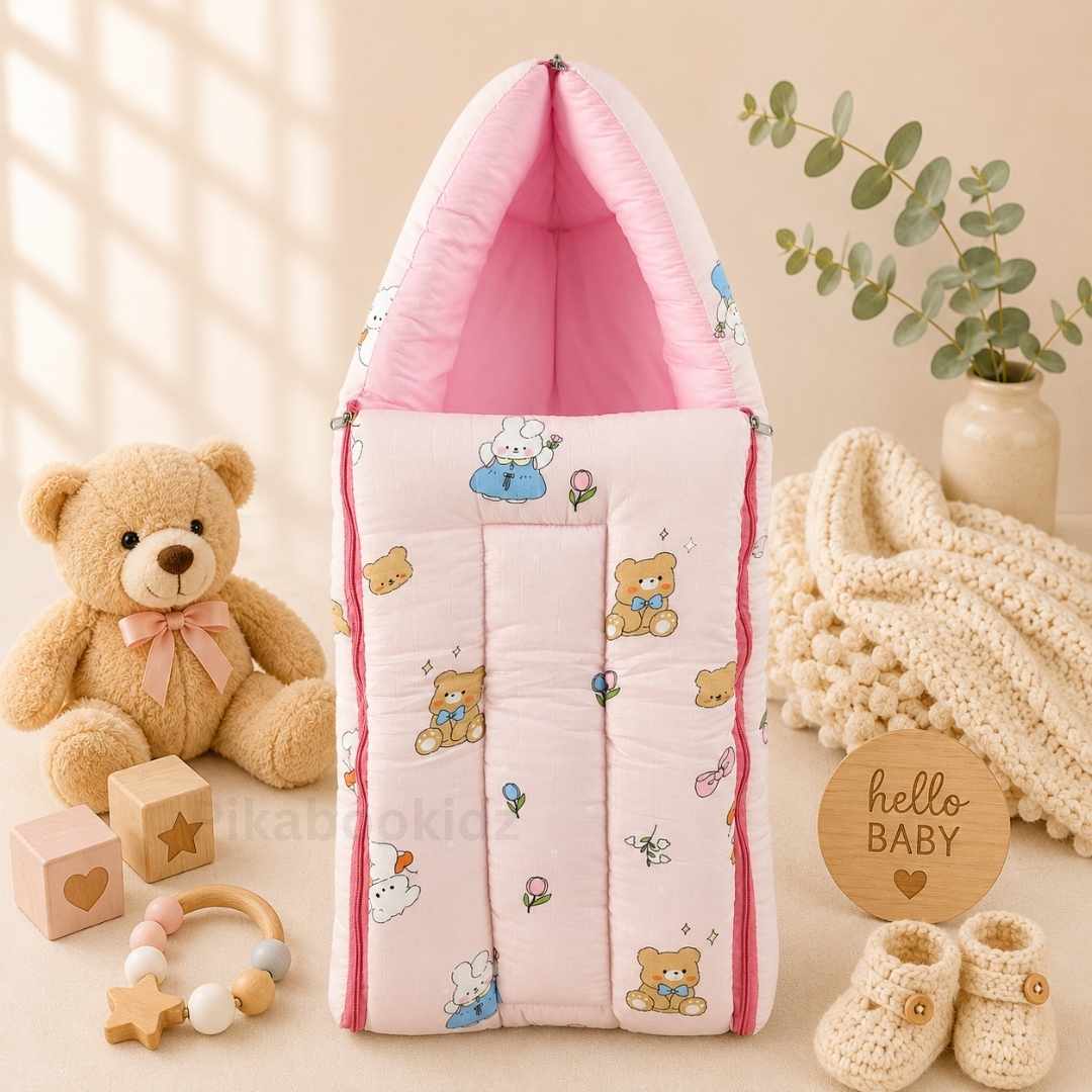 Muslin Carry Nest + Net Bed Combo - Pink