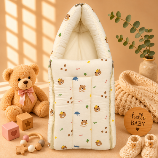 Crinkle Muslin Carry Nest - Teddy head
