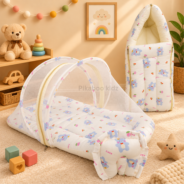 Muslin Carry Nest + Net Bed Combo - Luck