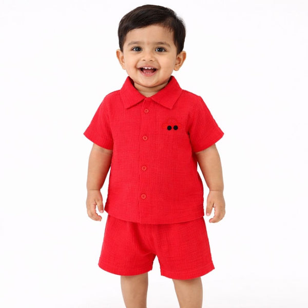 Muslin Shirt and trousers set - Coral pink - alt view