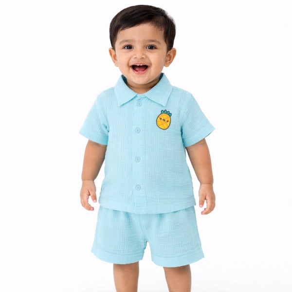 Muslin Shirt and trousers set - Pastel Blue - alt view