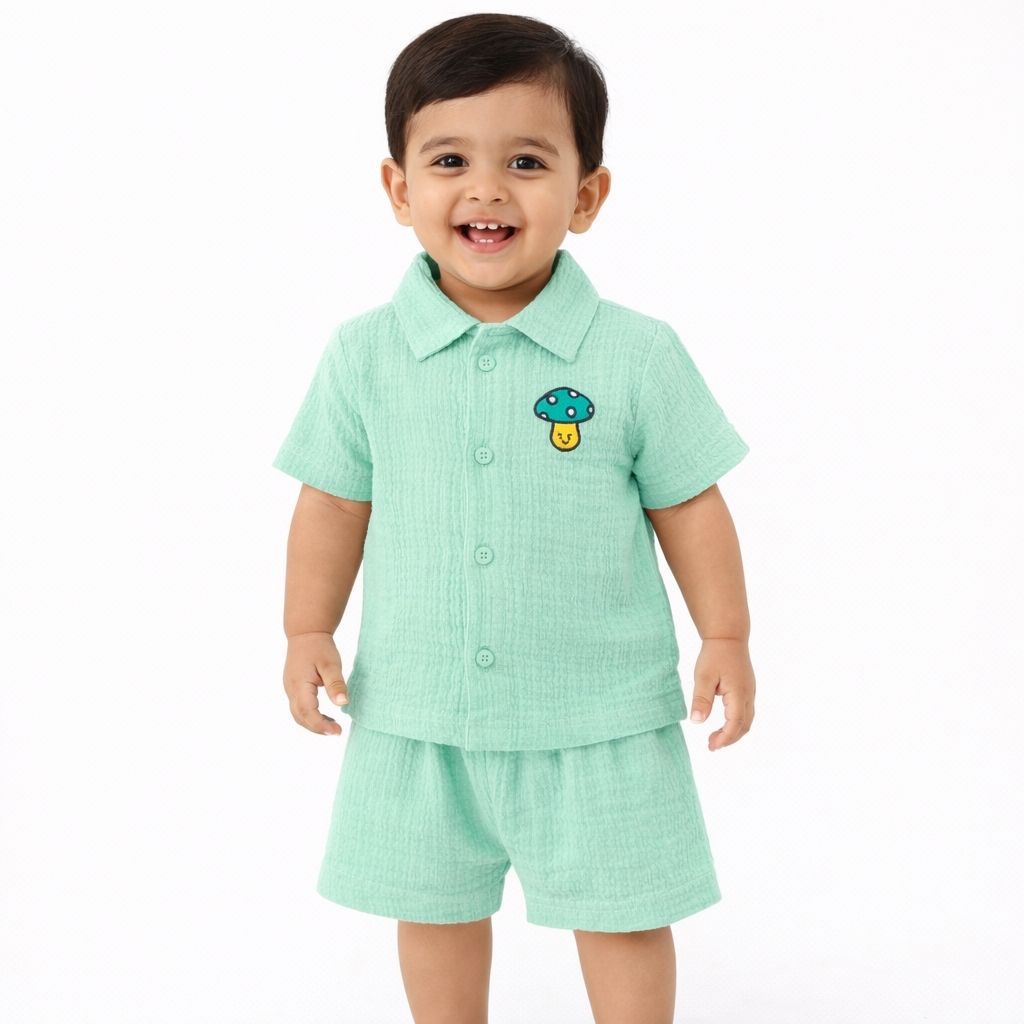 Muslin Shirt and trousers set - Mint Green