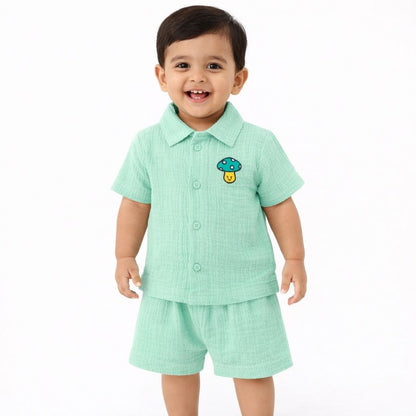 Muslin Shirt and trousers set - Mint Green