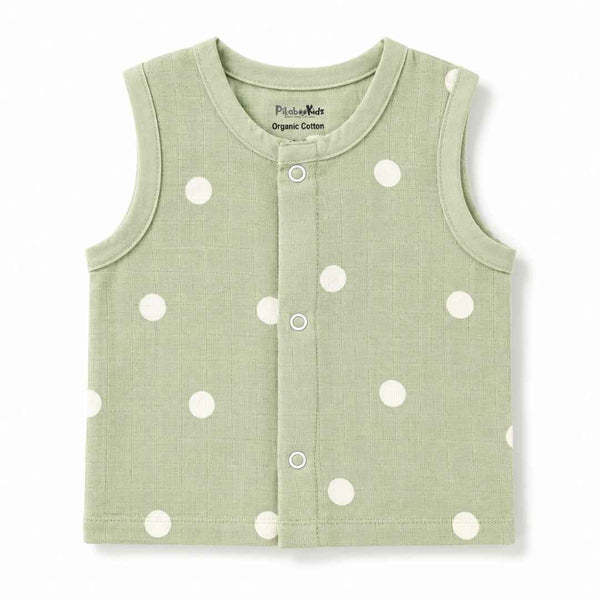 Muslin Button Jabla - Green