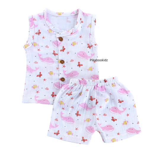 Muslin Jabla & Shorts Set 3-6 M – Aquarium