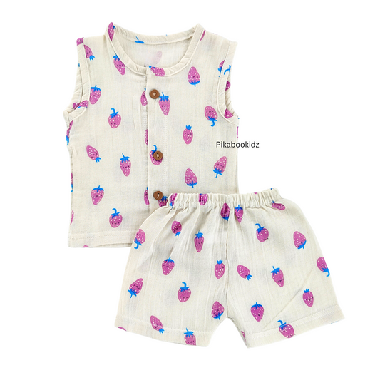 Muslin Jabla & Shorts Set 3-6 M – Strawberry
