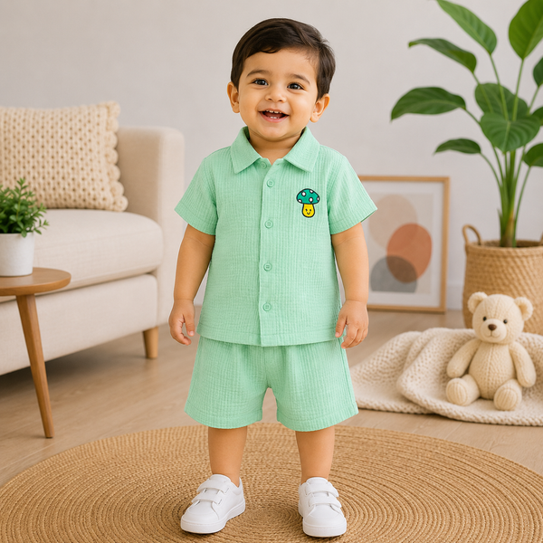 Muslin Shirt and trousers set - Mint Green
