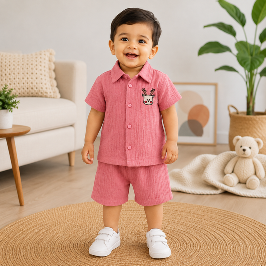 Muslin Shirt and trousers set - Blush pink