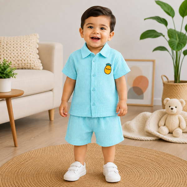 Muslin Shirt and trousers set - Pastel Blue