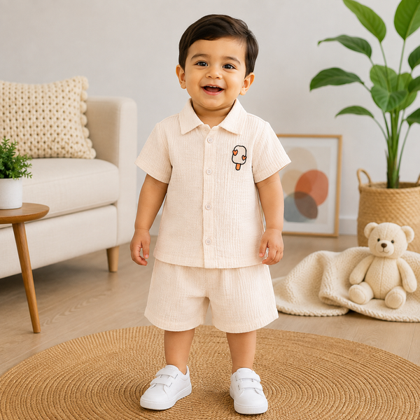 Muslin Shirt and trousers set - Beige