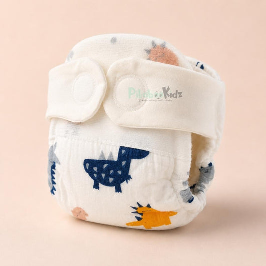 Muslin Velcro Diaper - Dino