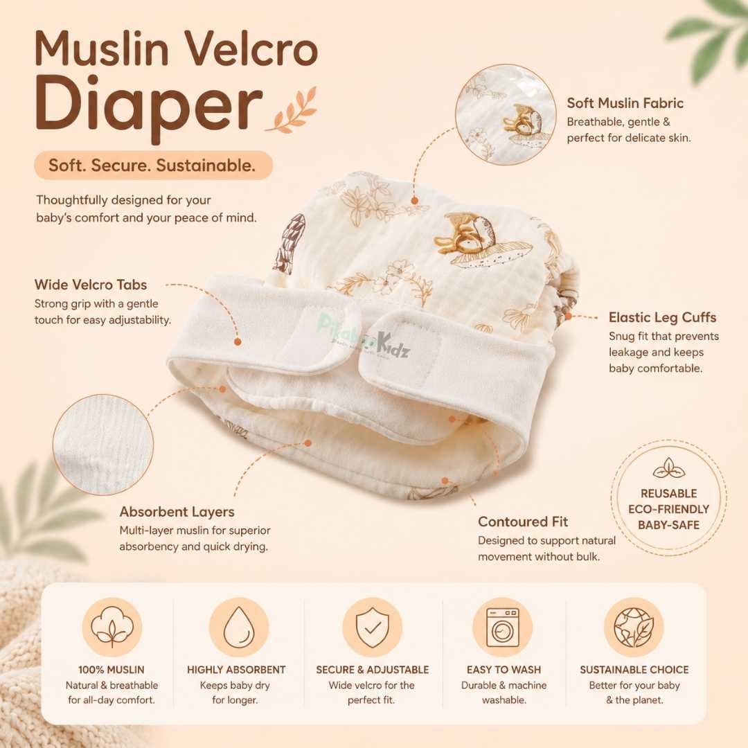 Muslin Velcro Diaper - Fruits