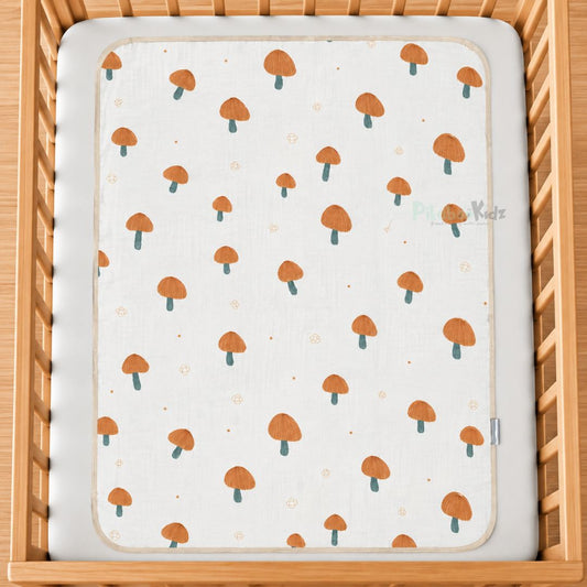 M size Muslin Waterproof Baby Dry Sheet - Mushroom