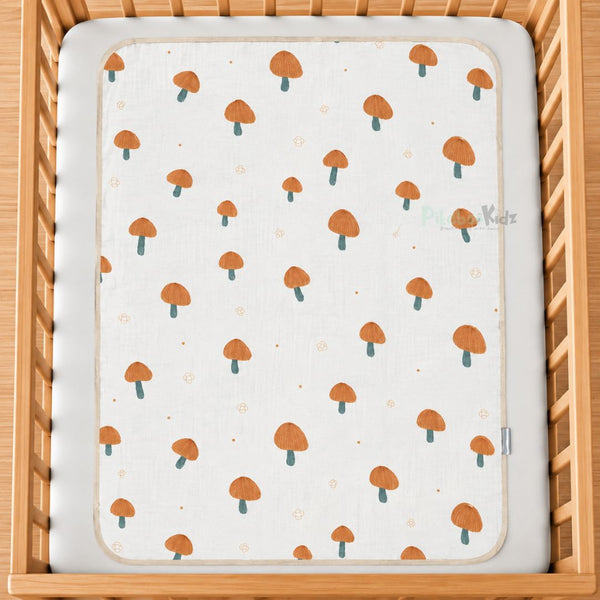 M size Muslin Waterproof Baby Dry Sheet - Mushroom