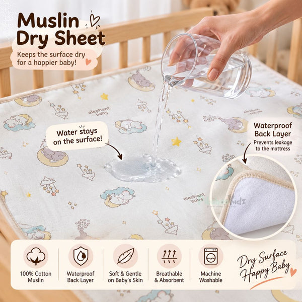 M size Muslin Waterproof Baby Dry Sheet - Alphanbets - alt view