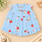 Muslin Button frock 0-6M - strawberry blue
