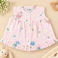 Muslin Button frock 0-6M - Pink cute bunny