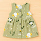 Muslin Button Sleeveless Frock - Olive Green