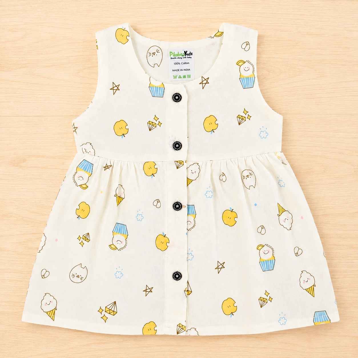 Muslin Button Sleeveless Frock - Desserts