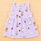 Muslin Button Sleeveless Frock - Purple birds