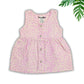 Muslin Button Sleeveless Frock - Tiny purple flowers