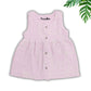 Muslin Button Sleeveless Frock - Pastel pink