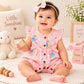 Baby Girl Muslin Romper | Bunny Flowers Print Cotton Romper