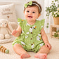 Baby Girl Muslin Romper | Green Print Cotton Romper