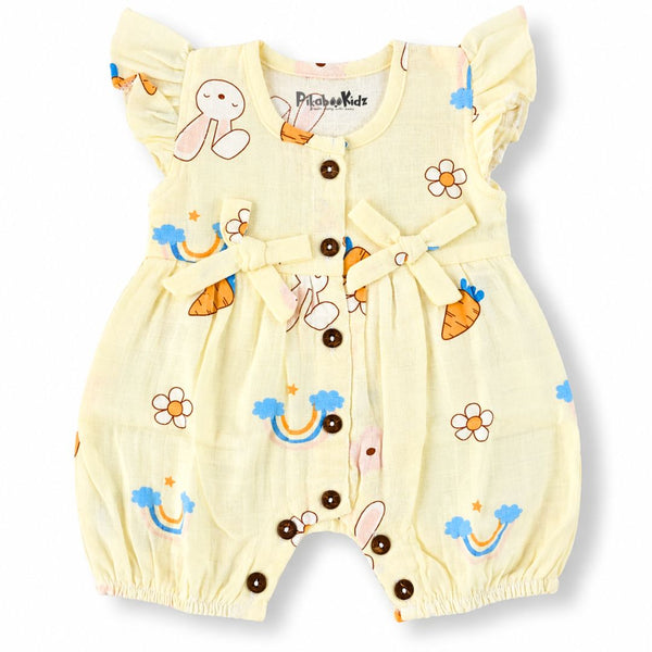 Baby Girl Muslin Romper | Rainbow Print Cotton Romper