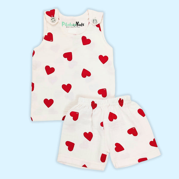 Muslin Vest & Shorts Set 0-3 M - Hearts