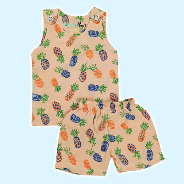 Muslin Vest & Shorts Set 0-3 M - Pineapple