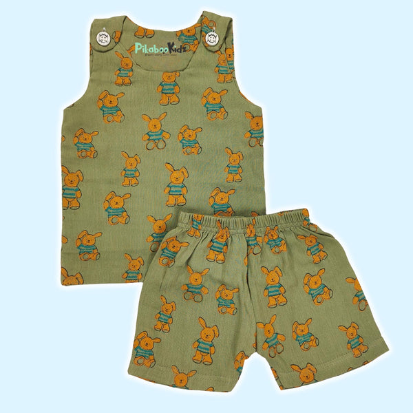Muslin Vest & Shorts Set 0-3 M - Green