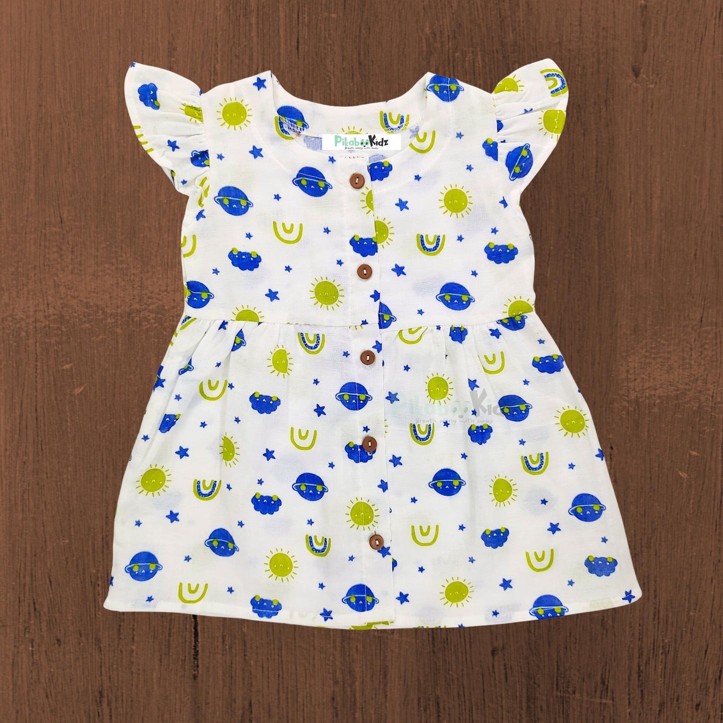 Muslin Button Sleeve Frock 12-18 M – space