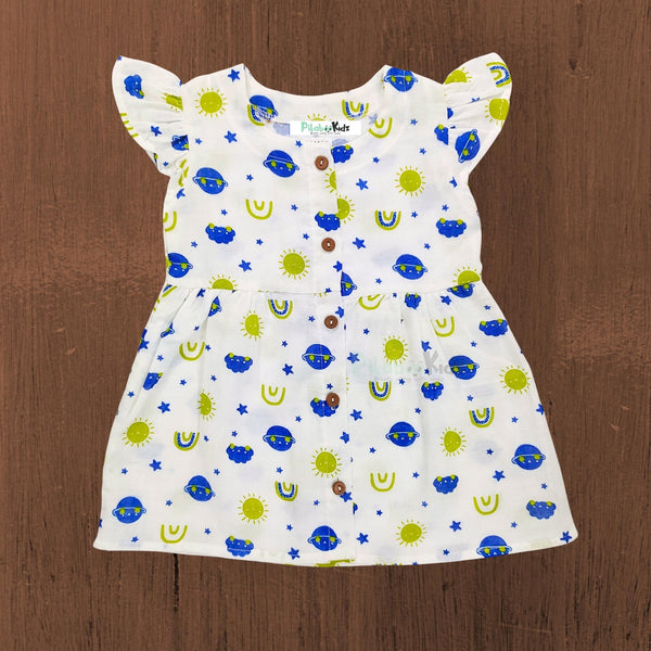 Muslin Button Sleeve Frock 12-18 M – space