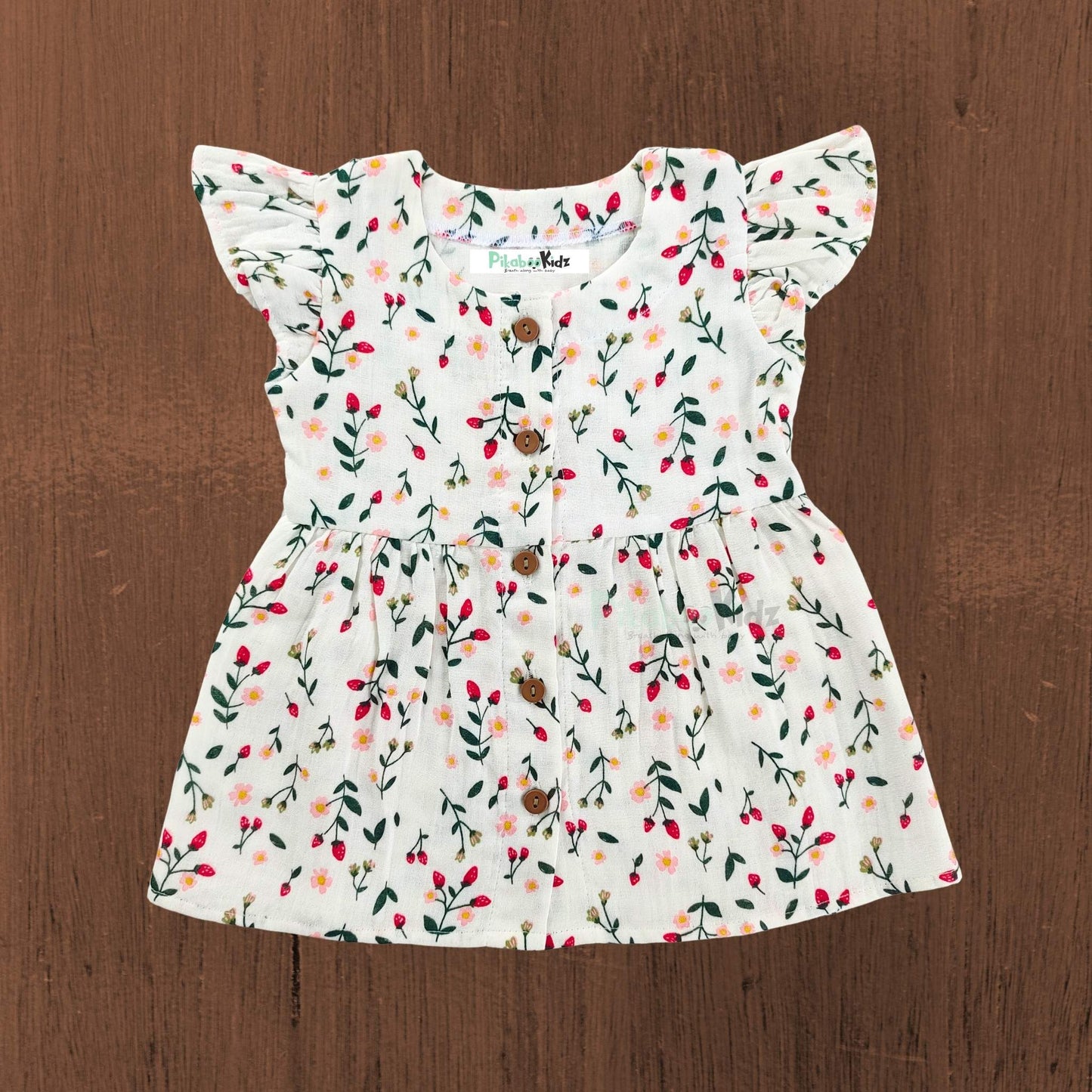 Muslin Button Sleeve Frock 12-18 M – Strawberry