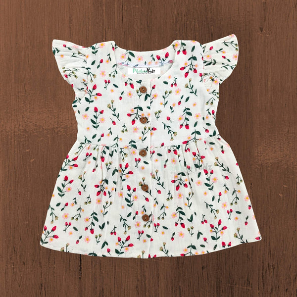 Muslin Button Sleeve Frock 12-18 M – Strawberry