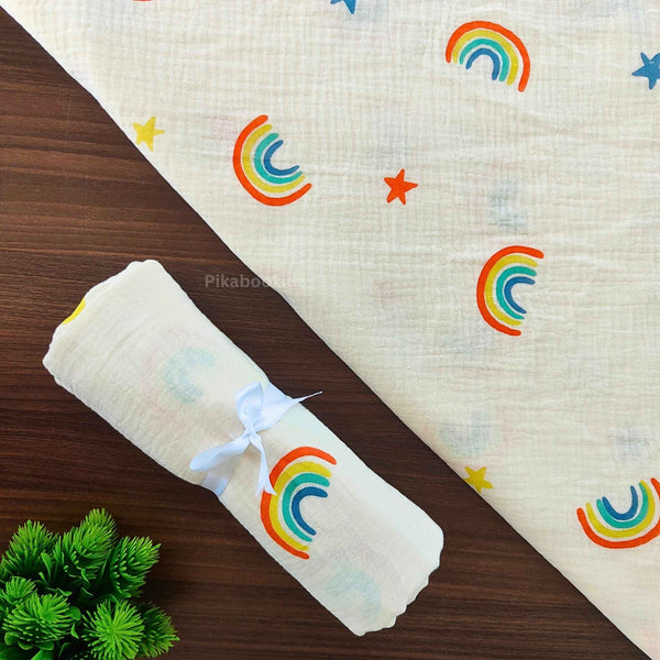 Premium Muslin Swaddle – Rainbows - alt view