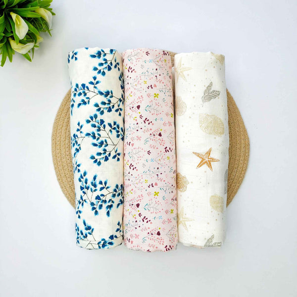 100*100 cms Muslin towels Combo of 3