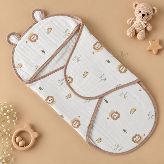 Muslin Velcro Swaddle for Newborn Baby | Soft & Breathable Baby Wrap