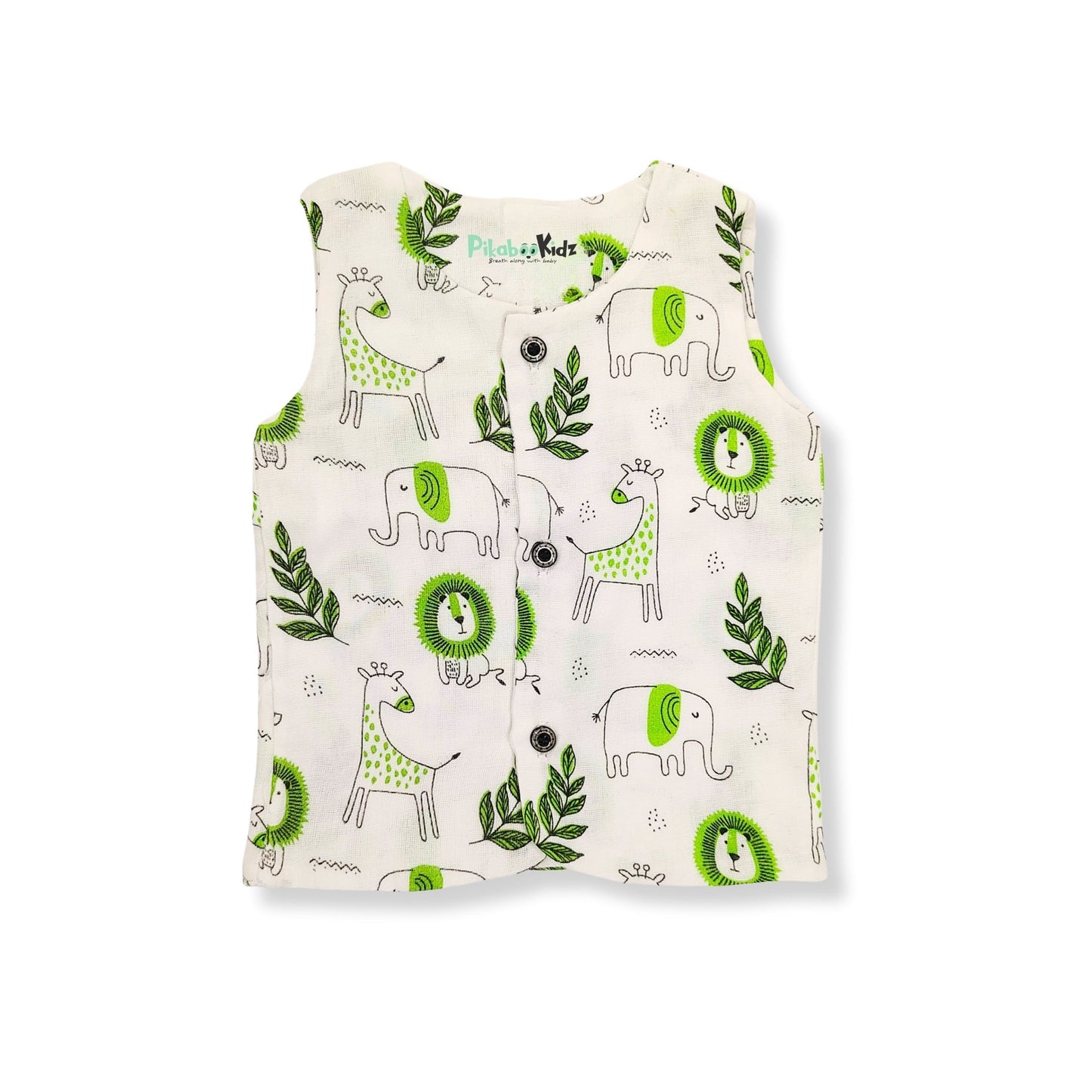 Muslin Double layer Vest 0-3M – Animals