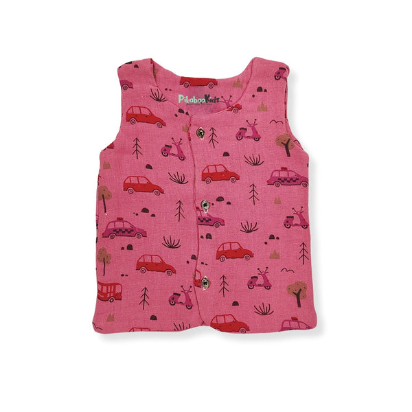 Muslin Double layer Vest 0-3M – Cars