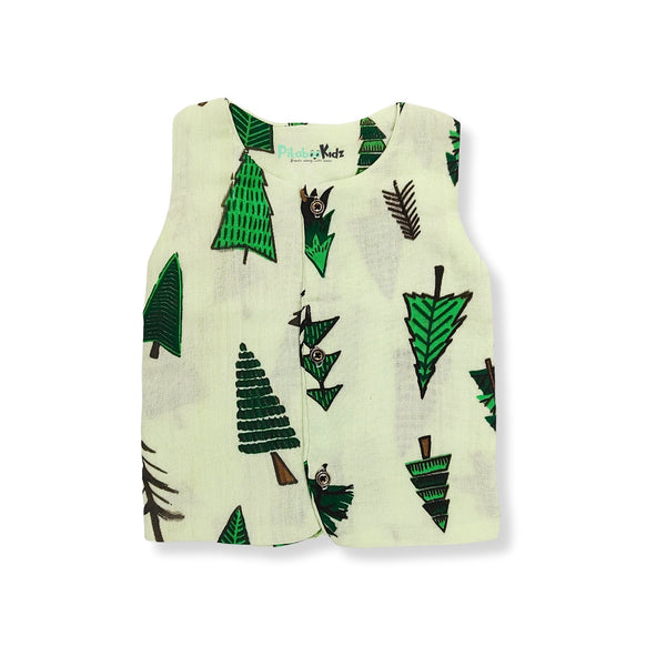 Muslin Double layer Vest 0-3M – Green
