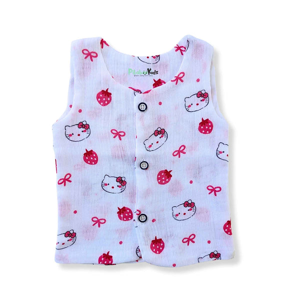Muslin Double layer Vest 0-3M – Kitty pink