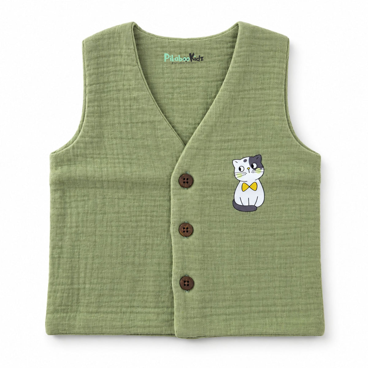 Muslin Double layer Vest Green | Pikabookidz