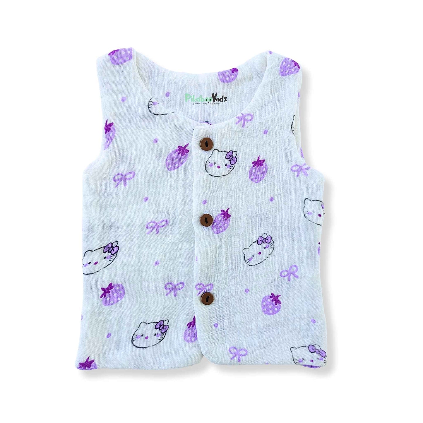 Muslin Double layer Vest 0-3M – Kitty Purple