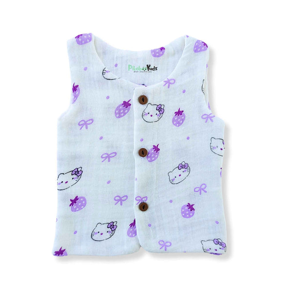 Muslin Double layer Vest 0-3M – Kitty Purple